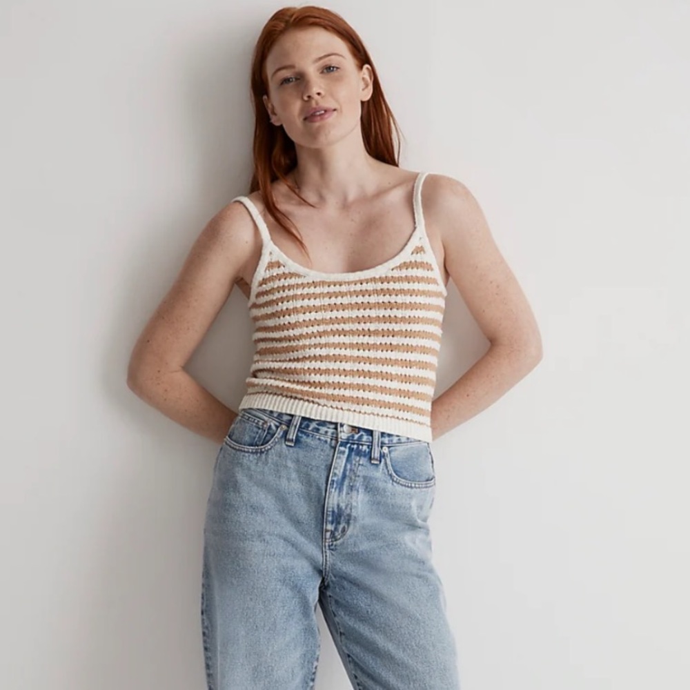 Madewell Striped Open-Stitch Sweater Tank